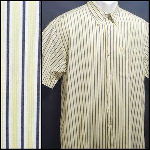IZOD Crest Yellow Striped Short Sleeve 1 Pocket